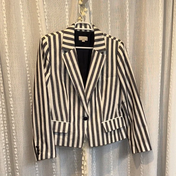 LOFT Blue and White Striped Blazer - Picture 1 of 4
